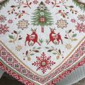 Webbed square table mat "Vallée" red and green