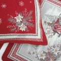 jacquard cushion cover "Savoie" red and grey Tissus Tosseli