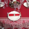 Nappe rectangulaire Jacquard "Vars" rouge Tissus Toselli