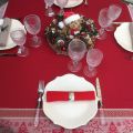 Rectangular Jacquard tablecloth "Vars" red by Tissus Toselli
