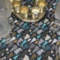 Coated cotton tablecloth "Féerie" bue, Tissus Toselli, made in Nice