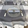 Rectangular coated Jacquard tablecloth "Gigondas" grey from Sud Etoffe