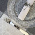 Rectangular coated Jacquard tablecloth "Gigondas" grey from Sud Etoffe