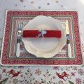 Provence Jacquard placemat,"Vallée" red and green from Tissus Toselli in Nice