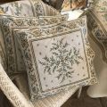 Provence Jacquard cushion cover "Moustiers" ecru and green from Tissus Toselli in Nice