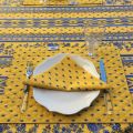 Provence rectangular coated cotton tablecloth "Avignon" yellow and blue by "Marat d'Avignon"