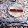 Rectangular Jacquard tablecloth "Bordeaux"ecru and red by Tissus Toselli