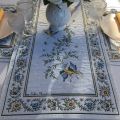 Jacquard table runner "Moustiers" ecru and green Tissus Tosseli