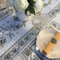 Jacquard table runner "Moustiers" ecru and green Tissus Tosseli