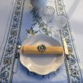 Jacquard table runner "Moustiers" ecru and green Tissus Tosseli