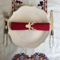 Jacquard table runner "Plagne" écru and chocolate byTissus Tosseli