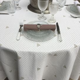 Nappe ronde coton et Polyester " Ventoux"  écrue et Lavande