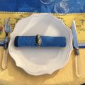 Serviette de table damassée "Delft" bleu